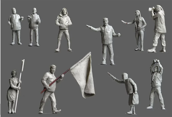 1/72 Modern Protest Crowd, 11 Figures, Resin Model Figure Kit, Historical Theme, Unassembled and Unpainted