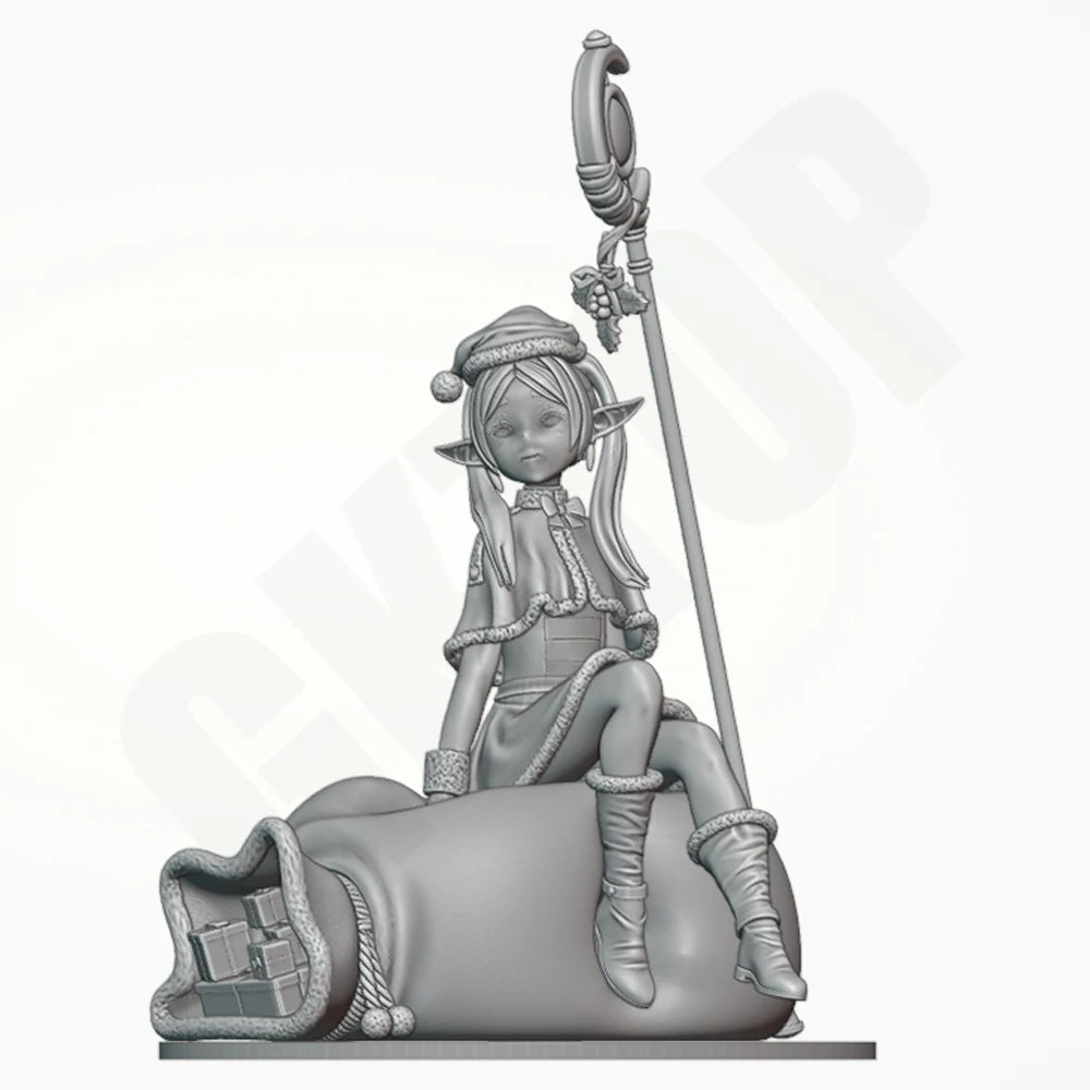 Sorceress Seated on Orb with Staff, Resin Model Figure Kit, Fantasy Theme, Unassembled and Unpainted