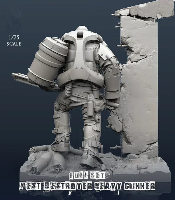 1/35 Power Armor Gunners, 2 Figures, Resin Model Figure Kit, Sci-Fi Theme, Unassembled and Unpainted