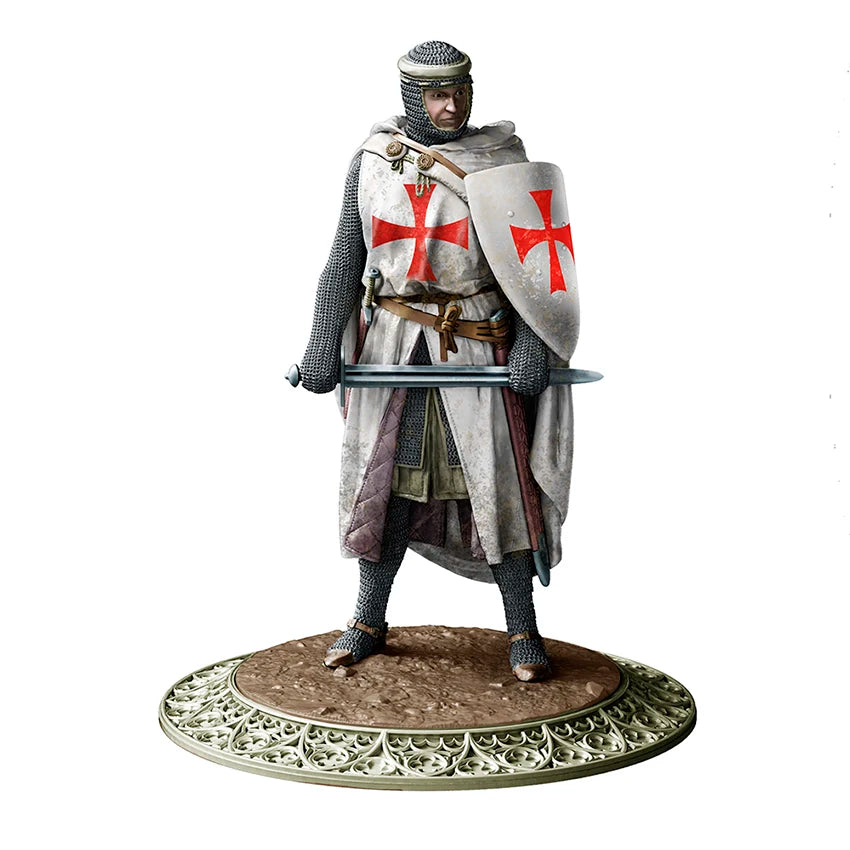 1/24 Medieval Templar Knight with Red Cross Shield, Resin Model Figure Kit, Unassembled and Unpainted