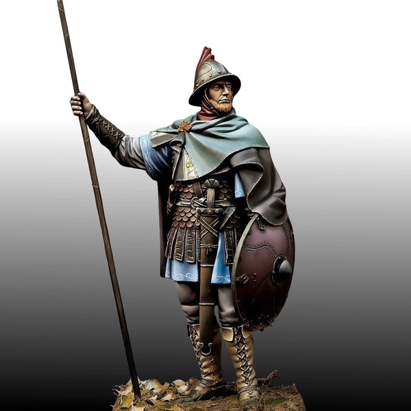 1/24 Medieval Soldier with Spear, Resin Model Figure Kit, Unassembled and Unpainted