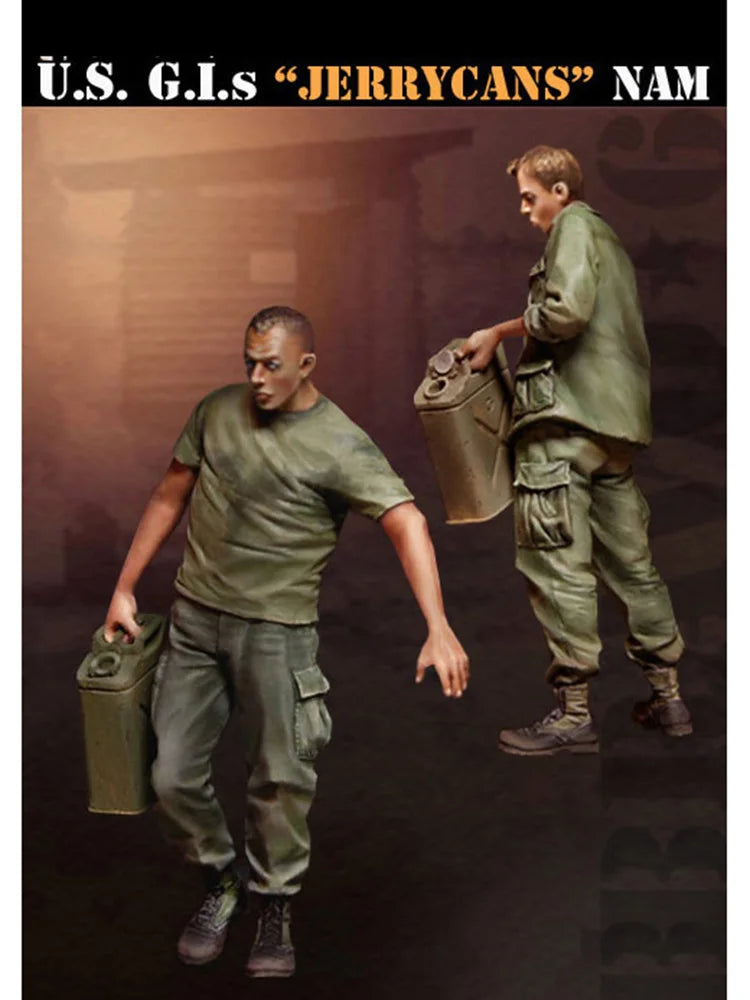1/35 WWII American Officer Pointing with Kneeling Soldier, 2 Figures, Resin Model Figure Kit, Unassembled and Unpainted
