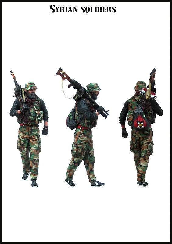 1/35 Modern Syrian Infantry Advancing with Assault Rifles, 3 Figures, Resin Model Figure Kit, Unassembled and Unpainted