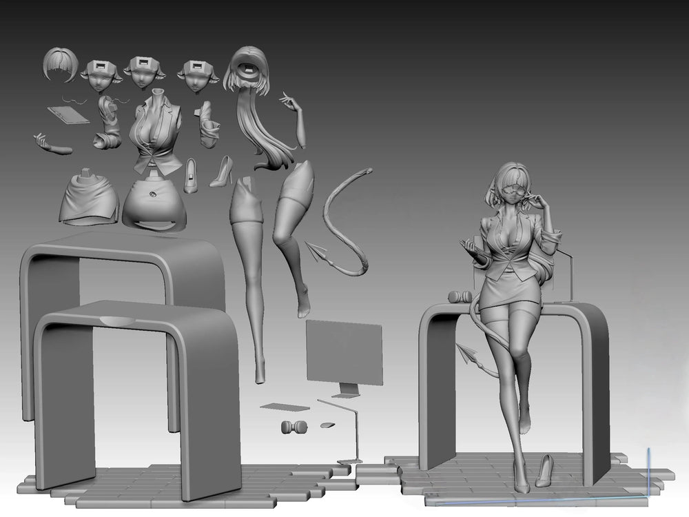 180mm Female Secretary, Resin Model Figure Kit, Anime Theme, Unassembled and Unpainted
