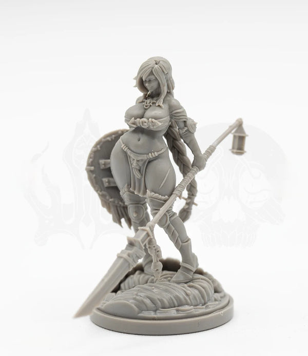 30mm Dead Kingdom Female Warrior Aeneas, Resin Model Figure Kit, Fantasy Theme, Unassembled and Unpainted