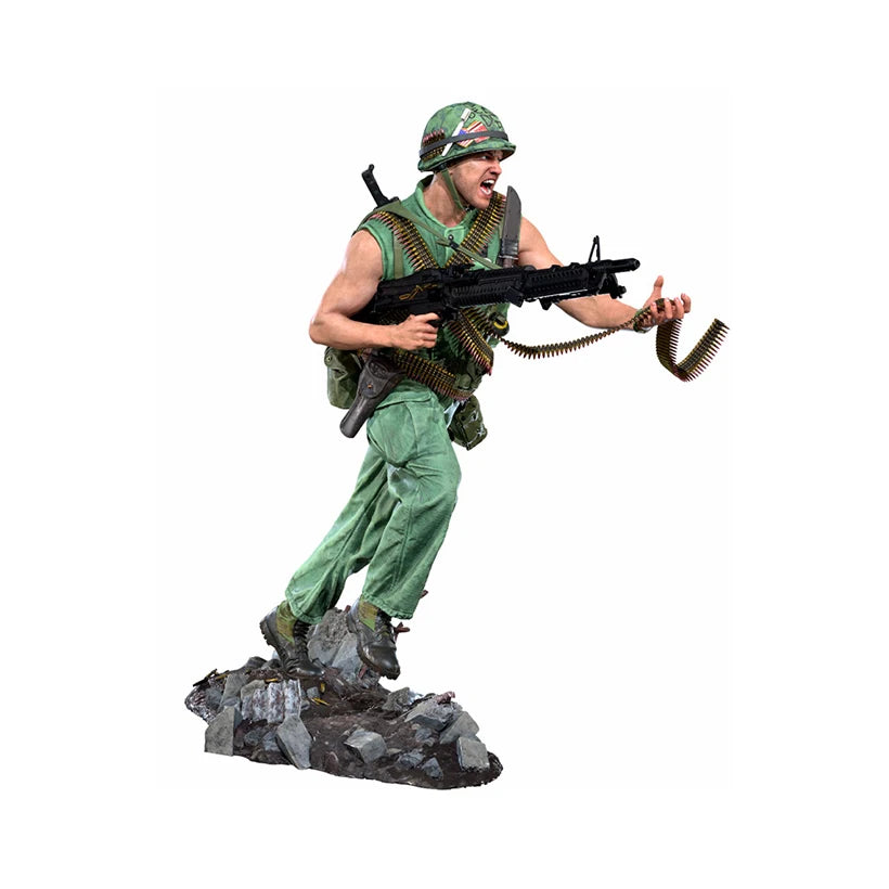 1/16 WWII US Infantryman Advancing with Ammo Belt, Resin Model Figure Kit, Unassembled and Unpainted