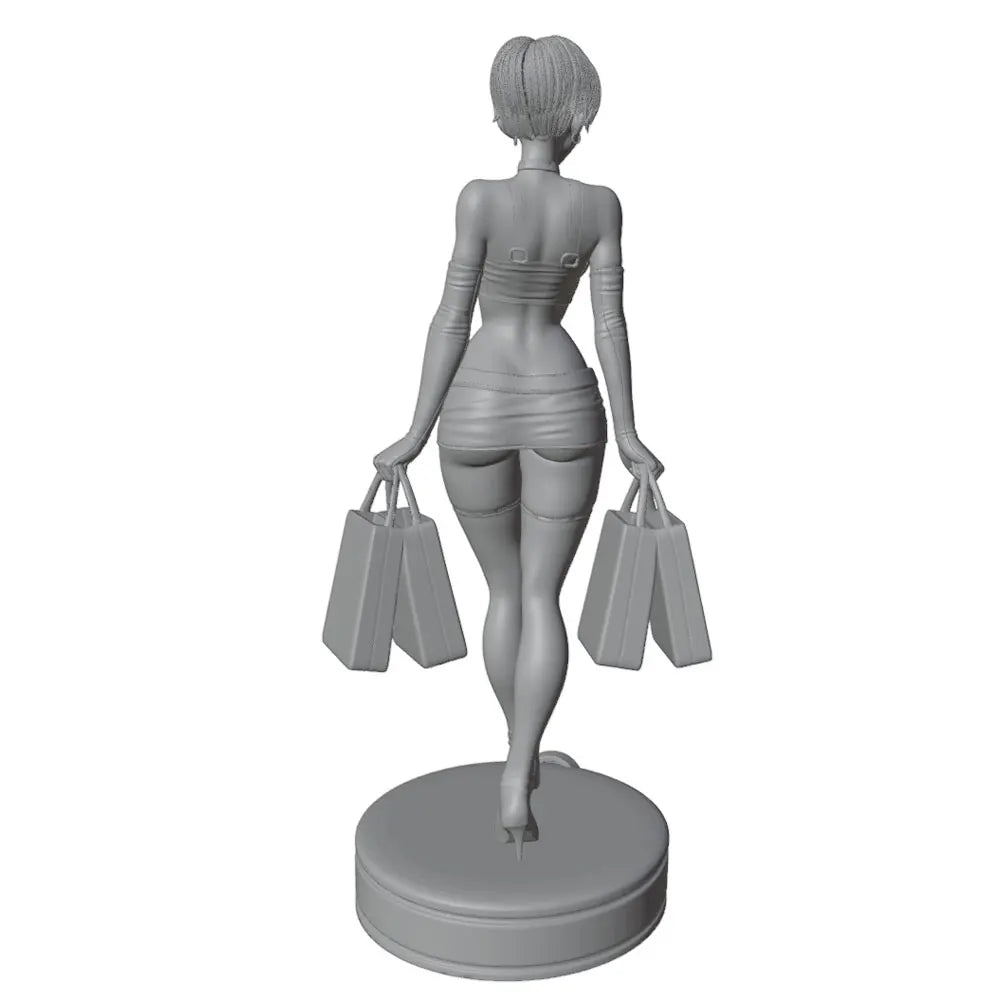 1/24 Modern Shopping Girl, Resin Model Figure Kit, Anime Theme, Unassembled and Unpainted