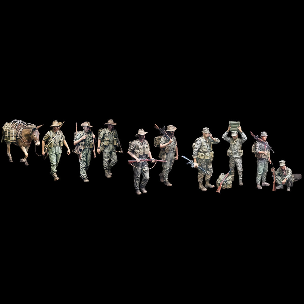 1/35 Vietnam War Jungle War Soldiers, 10 Figures, Resin Model Figure Kit, Unassembled and Unpainted