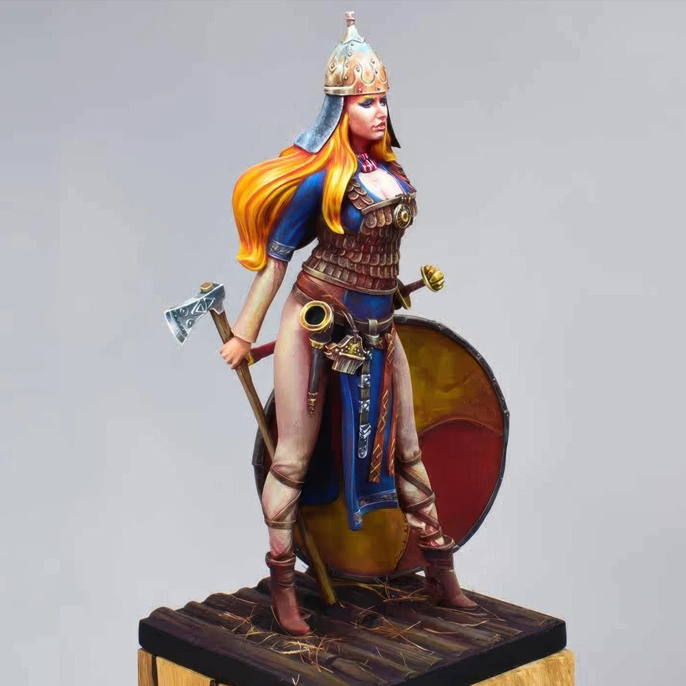 70mm Medieval Slavic Shieldmaiden, Resin Model Figure Kit, Unassembled and Unpainted