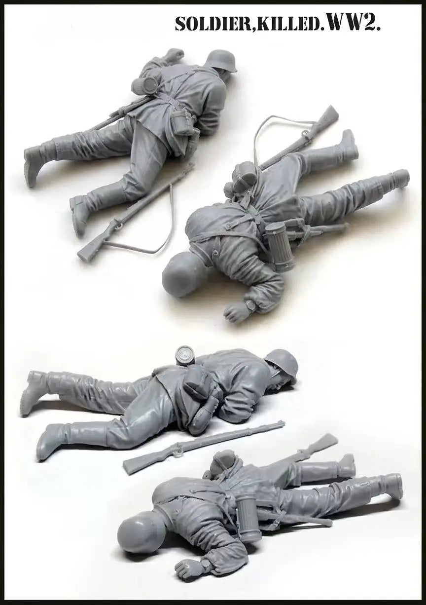 1/35 WWII Fallen Soldiers, 3 Figures, Resin Model Figure Kit, Unassembled and Unpainted