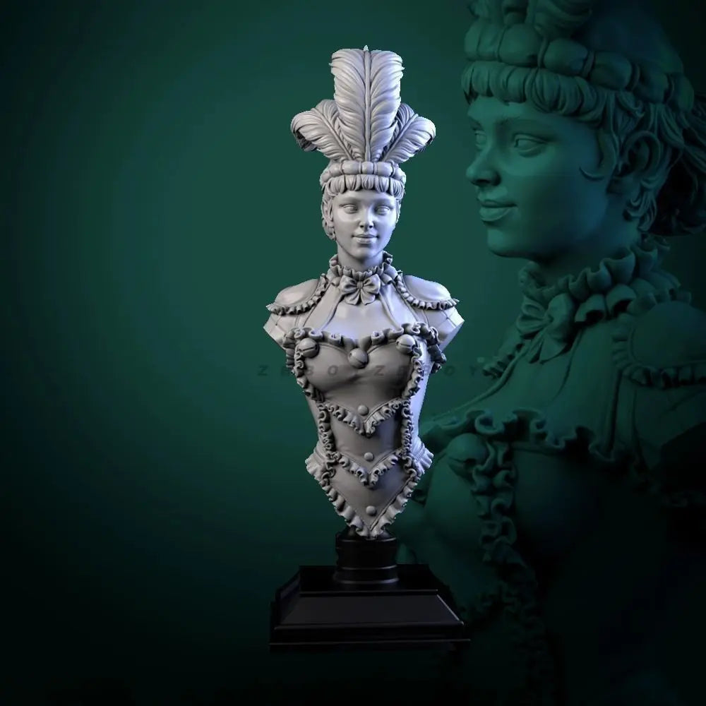 85mm Baroque Female Aristocrat, Resin Model Bust Kit, Historical Theme, Unassembled and Unpainted