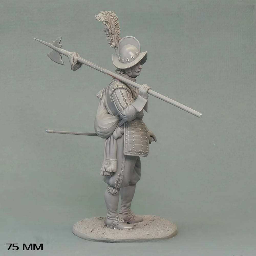 75mm Medieval Renaissance Landsknecht Sergeant, Resin Model Figure Kit, Unassembled and Unpainted