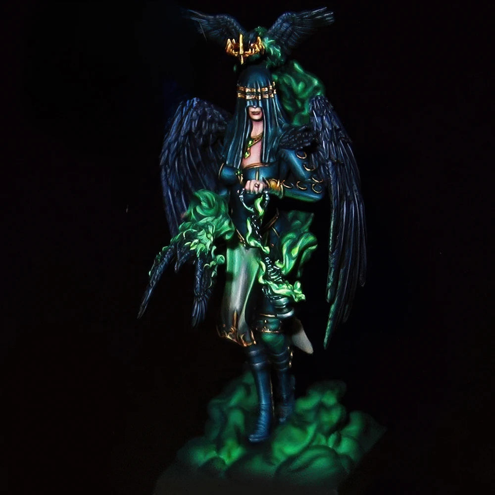 32mm Raven Queen Angel Warrior, Resin Model Figure Kit, Fantasy Theme, Unassembled and Unpainted