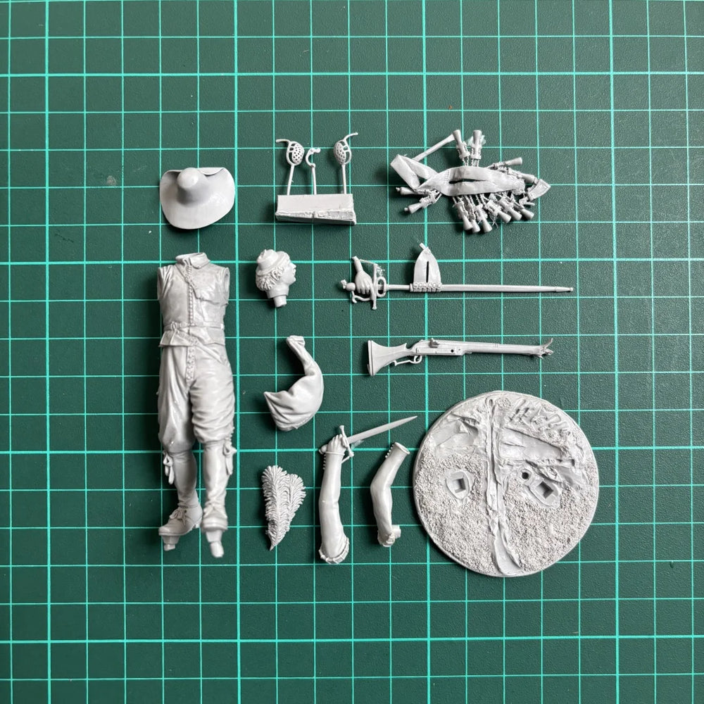 75mm Napoleonic French Officer with Sabre, Resin Model Figure Kit, Unassembled and Unpainted