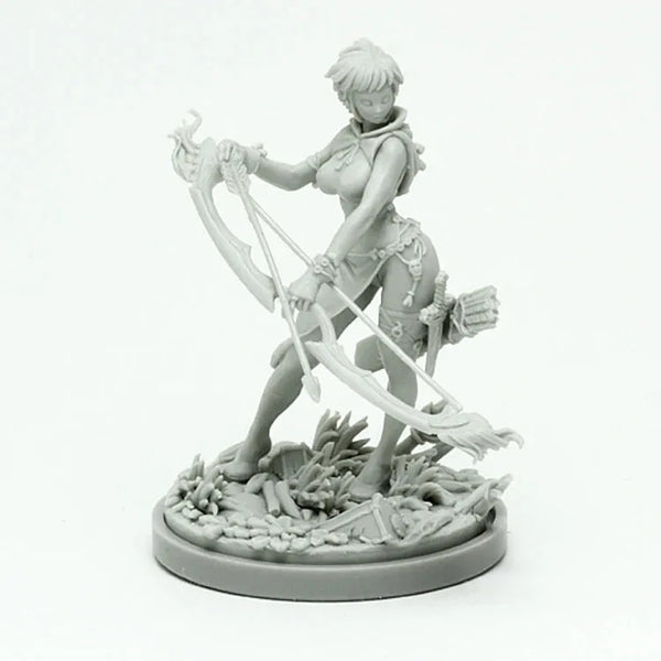 30mm Female Warrior Raising Disc Shield, Resin Model Figure Kit, Fantasy Theme, Unassembled and Unpainted