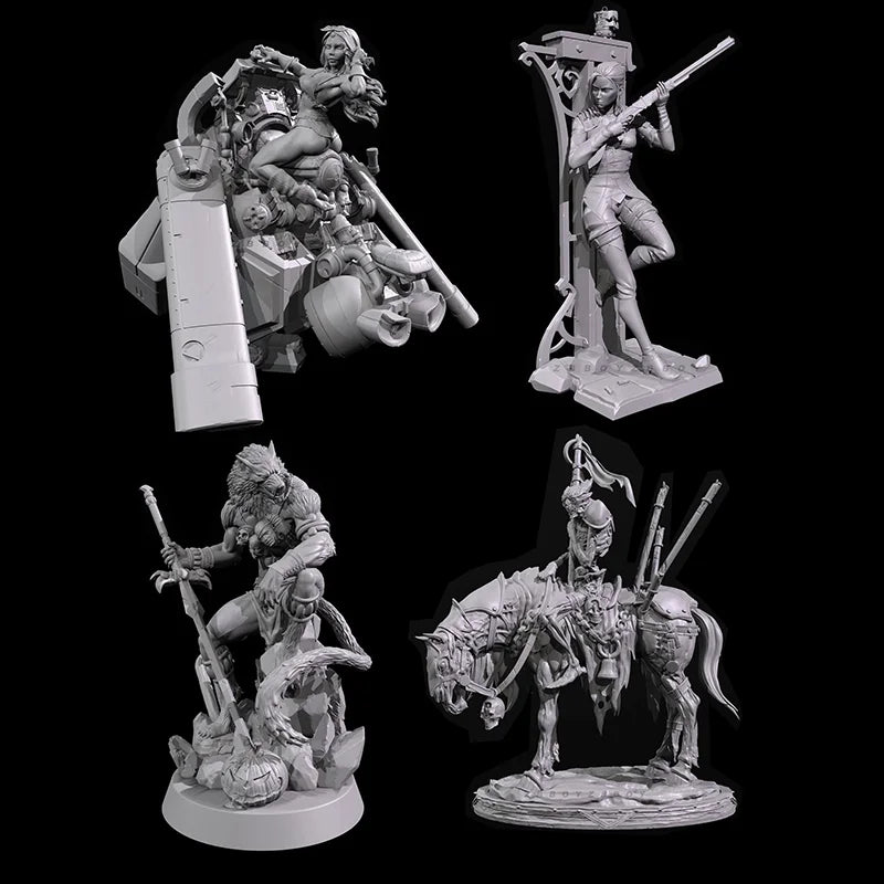 Medieval Fantasy Werewolf Warriors, 8 Figures, Resin Model Figure Kit, Unassembled and Unpainted