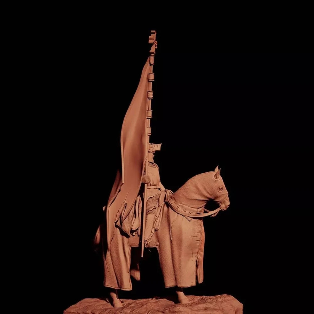 1/24 Medieval Knight Bearing Cross Standard, Resin Model Figure Kit, Unassembled and Unpainted