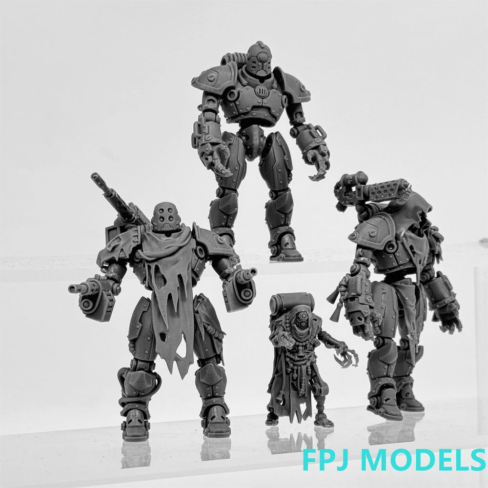 28mm Exoskeleton Soldiers, 4 Figures, Resin Model Figure Kit, Sci-Fi Theme, Unassembled and Unpainted