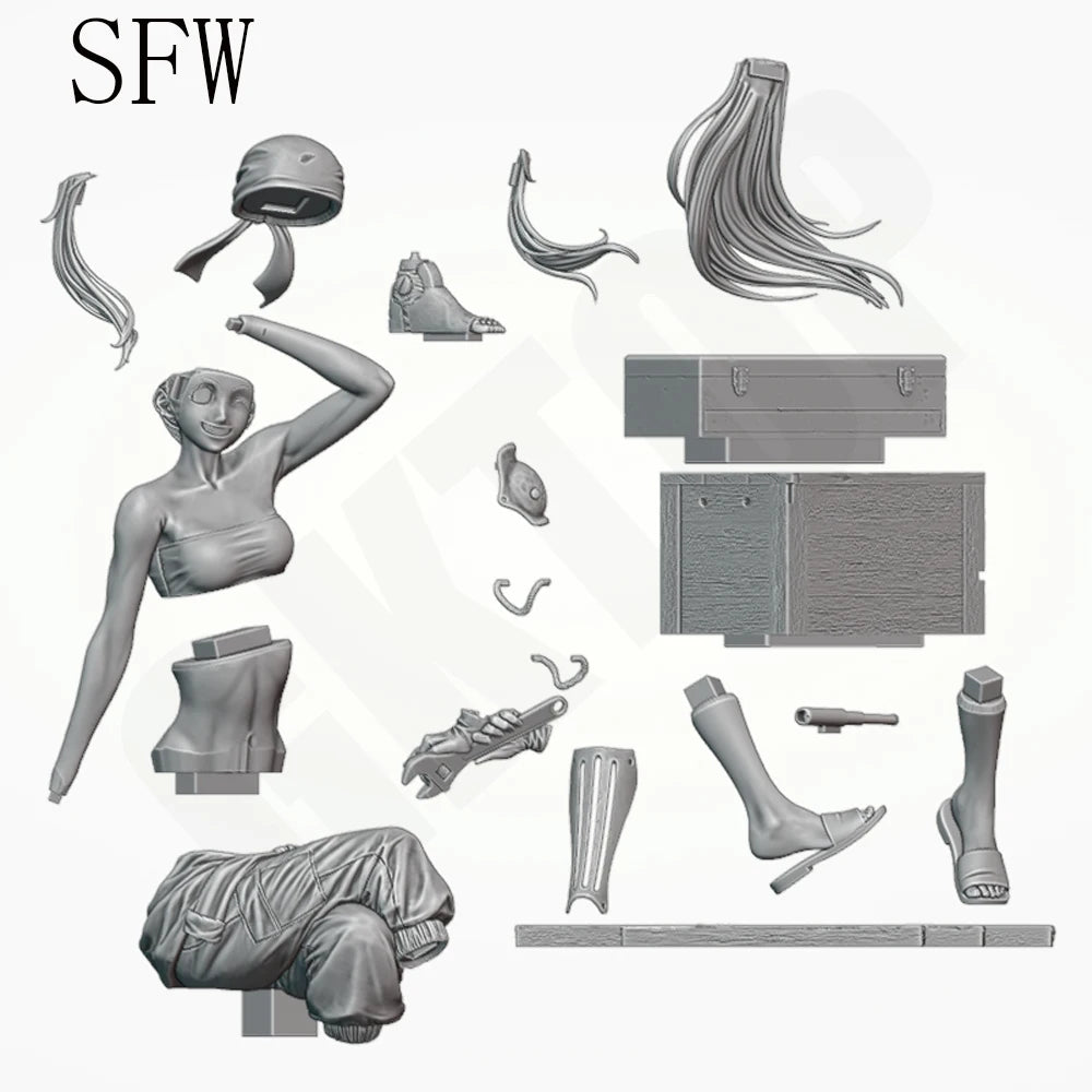 1/24 Modern Female Mechanic, Resin Model Figure Kit, Unassembled and Unpainted