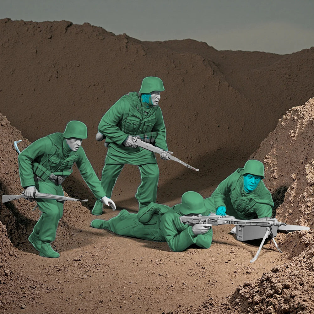 1/35 WWI Trench Combat Soldiers, 4 Figures, Resin Model Figure Kit, Unassembled and Unpainted
