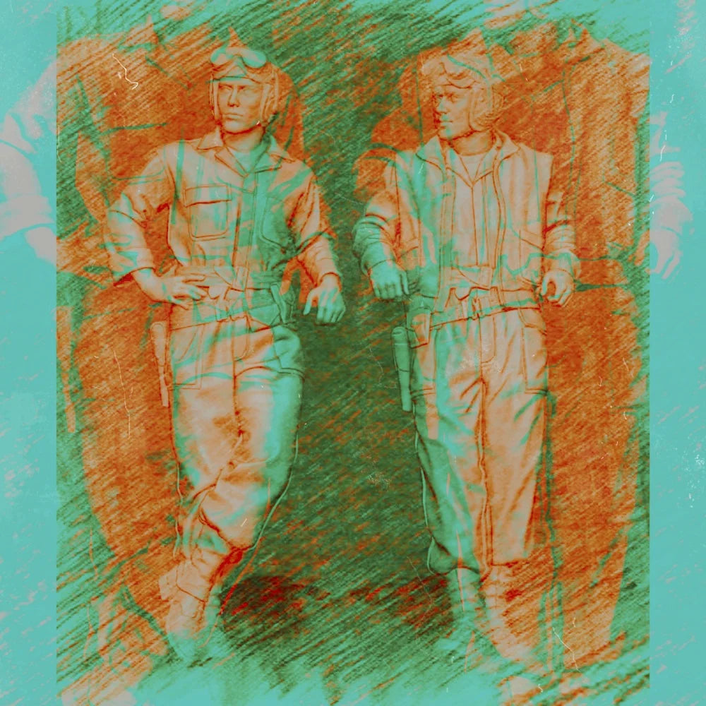1/35 WWII Military Aviators, 2 Figures, Resin Model Figure Kit, Unassembled and Unpainted