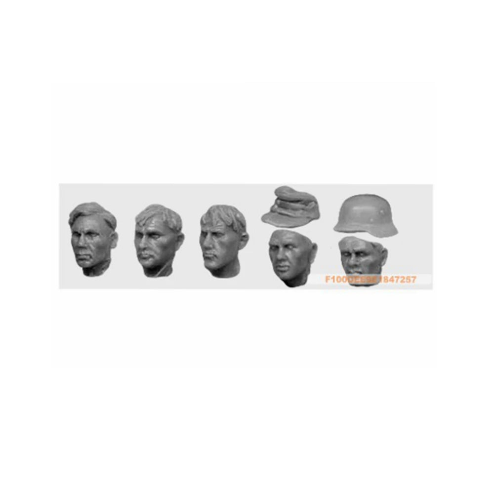 1/35 WWII British Soldier Heads with Cap and Helmet, 5 Figures, Resin Model Figure Kit, Unassembled and Unpainted