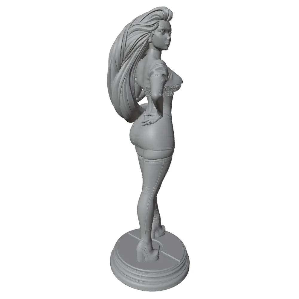 75mm Blonde Pin-up in Red Crop Top and Blue Shorts, Resin Model Figure Kit, Unassembled and Unpainted