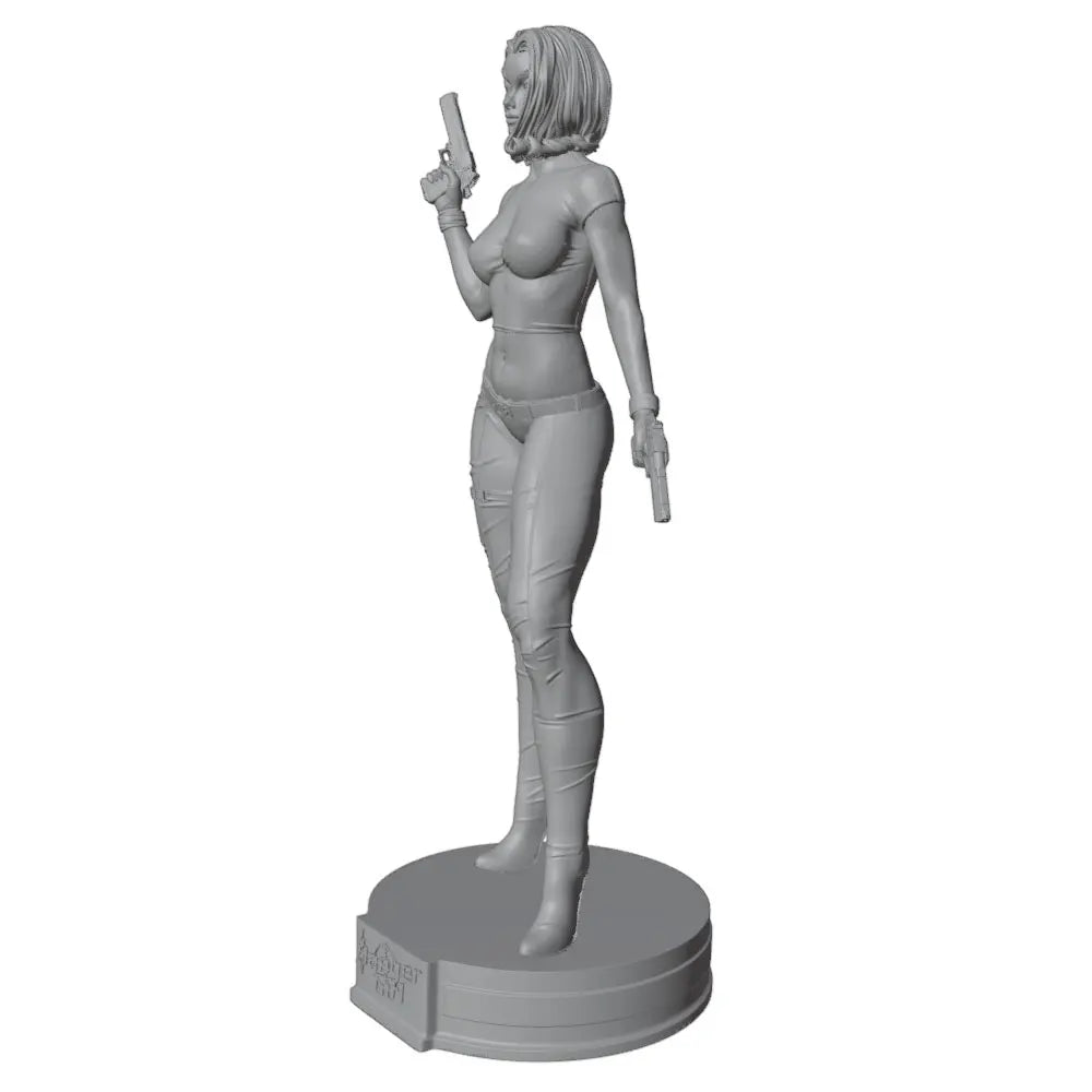 1/24 Tactical Sci-Fi Soldier with Asymmetrical Hair and Blasters, Resin Model Figure Kit, Sci-Fi Theme, Unassembled and Unpainted
