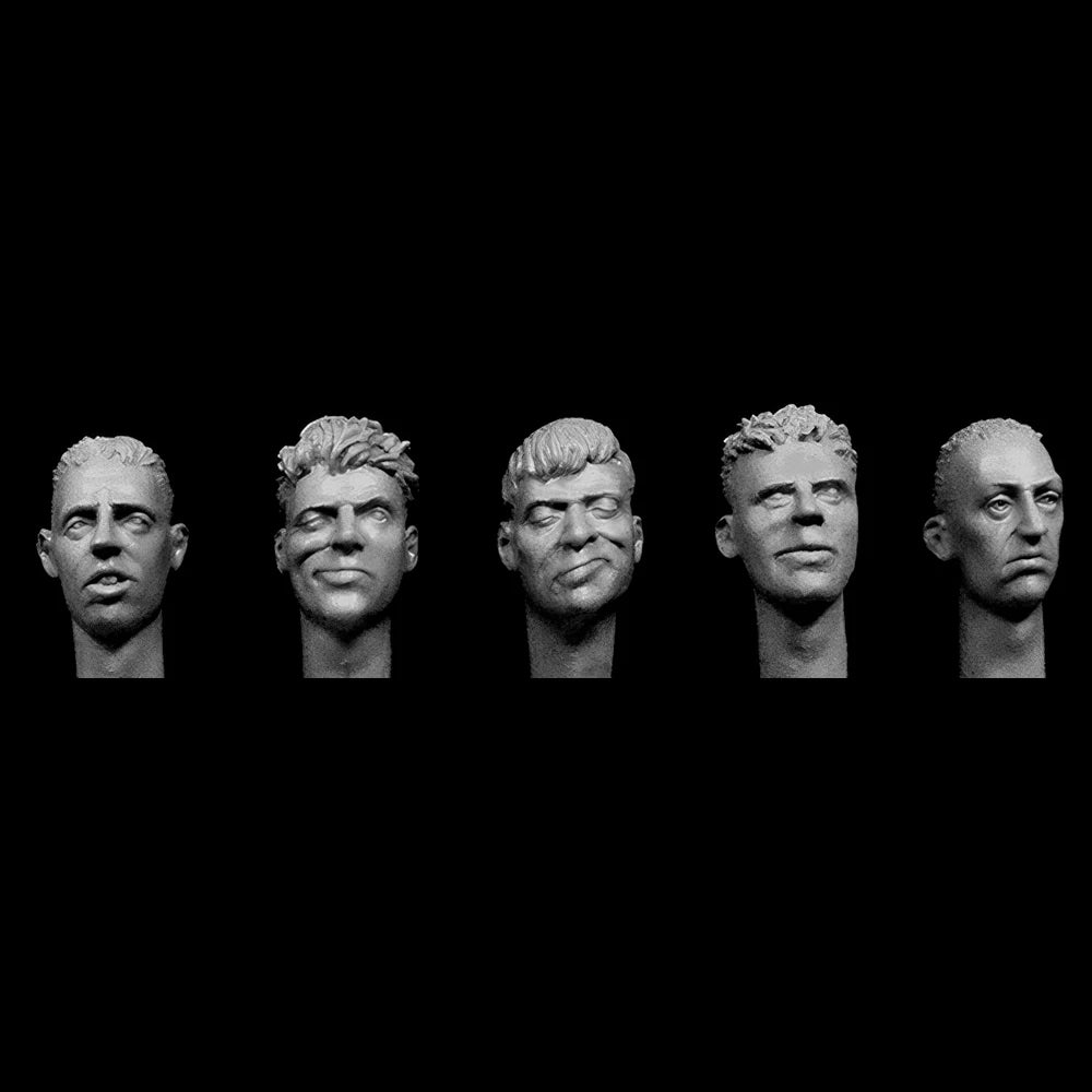 1/35 Assorted Civilian Heads, 5 Figures, Resin Model Figure Kit, Historical Theme, Unassembled and Unpainted