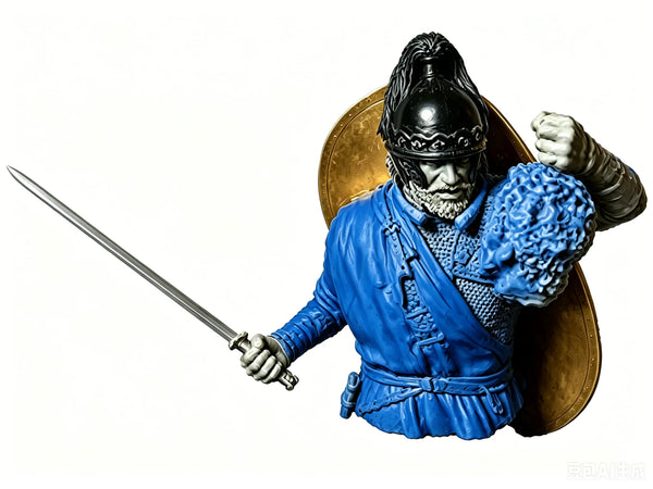 1/10 Medieval Bearded Warrior with Crested Helm, Resin Model Figure Kit, Unassembled and Unpainted