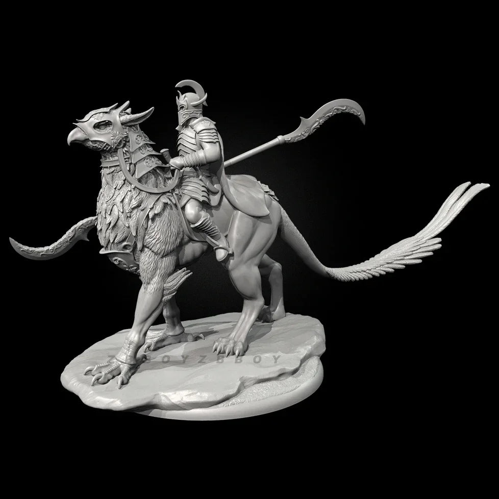 75mm Warrior on Fantasy Dragon, 5 Figures, Resin Model Figure Kit, Fantasy Theme, Unassembled and Unpainted