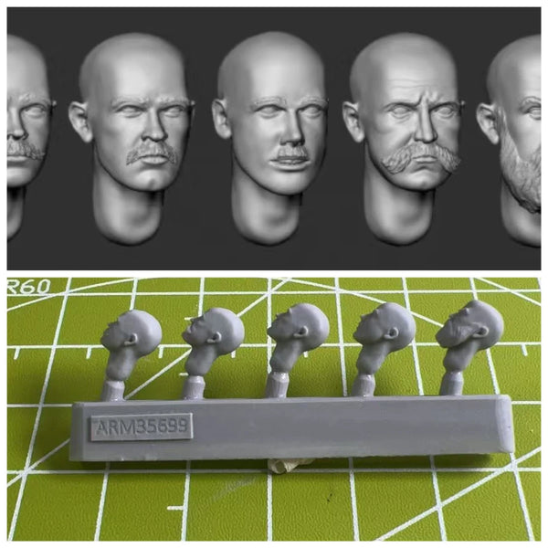 1/35 WWII Character Heads, 5 Figures, Resin Model Bust Kit, Unassembled and Unpainted