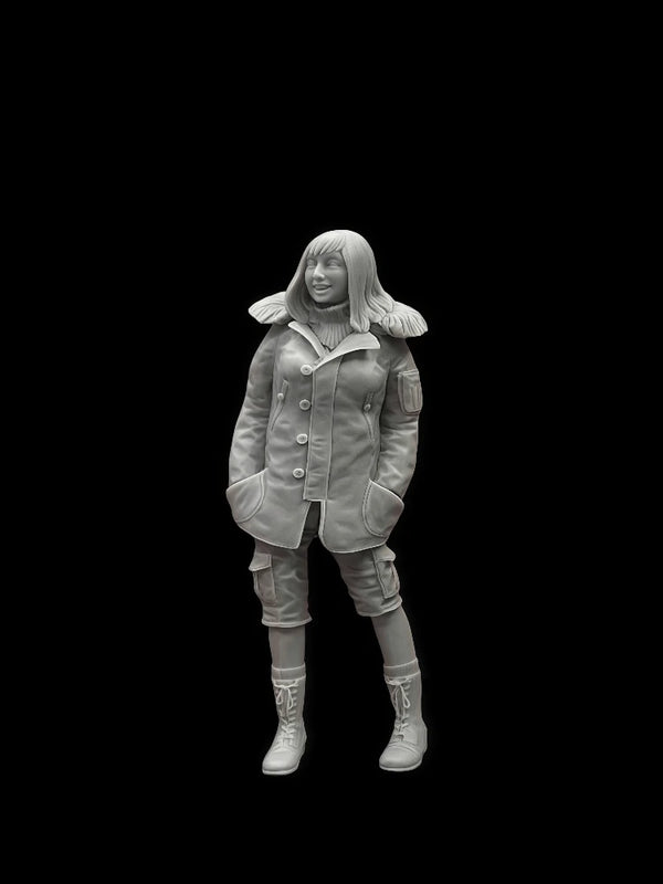 1/20 Female in Military-Style Jacket, Resin Model Figure Kit, Anime Theme, Unassembled and Unpainted