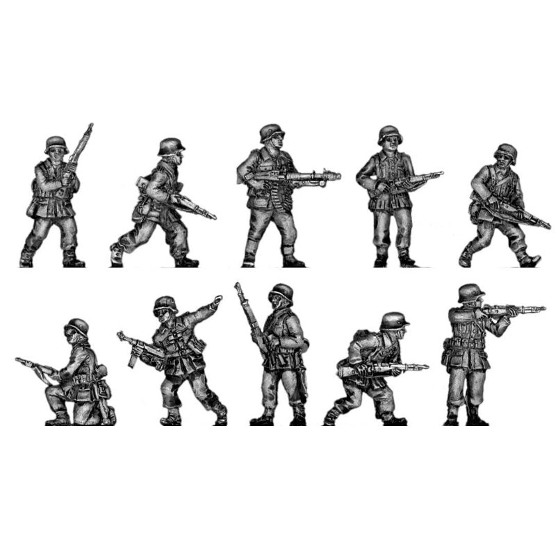 1/72 WWII German Infantry Assault Squad, 10 Figures, Resin Model Figure Kit, Unassembled and Unpainted