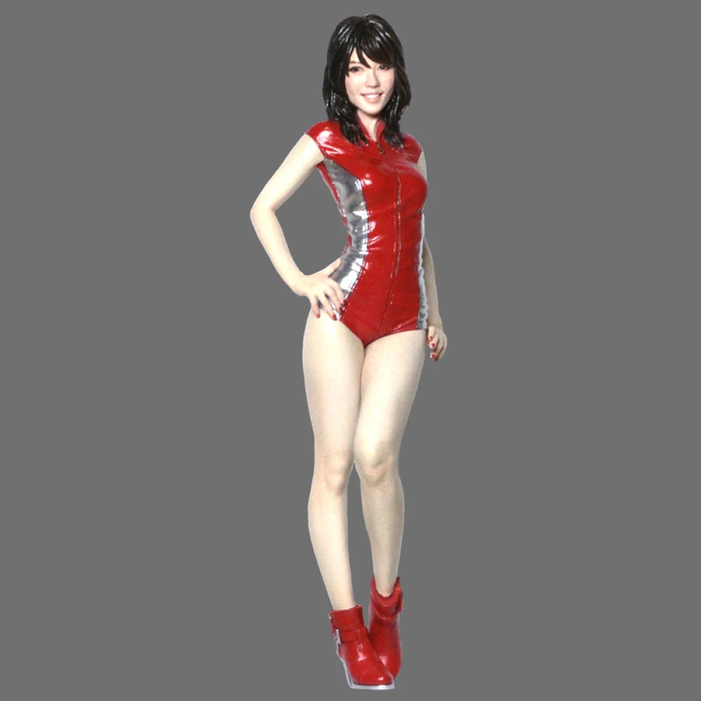 1/12 Woman in Red Latex Outfit with Boots, Resin Model Figure Kit, Unassembled and Unpainted