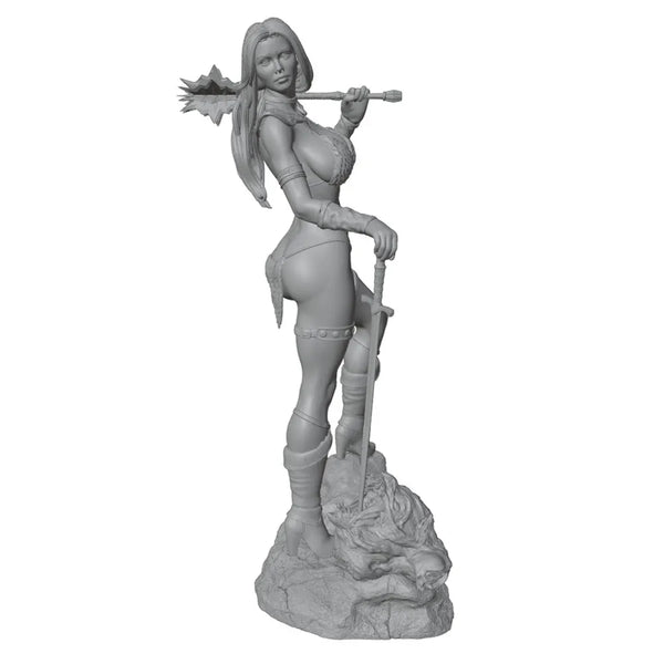 75mm Sexy Female Warrior, Resin Model Figure Kit, Unassembled and Unpainted