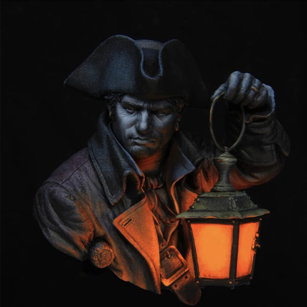 1/10 Napoleonic Officer Holding Lantern, Resin Model Bust Kit, Unassembled and Unpainted