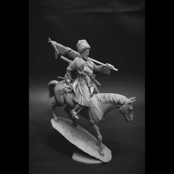 54mm Caucasian Highlander Cavalry, Resin Model Figure Kit, Military Theme, Unassembled and Unpainted