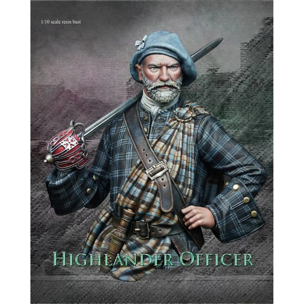 1/10 Napoleonic Highland Officer, Resin Model Bust Kit, Unassembled and Unpainted