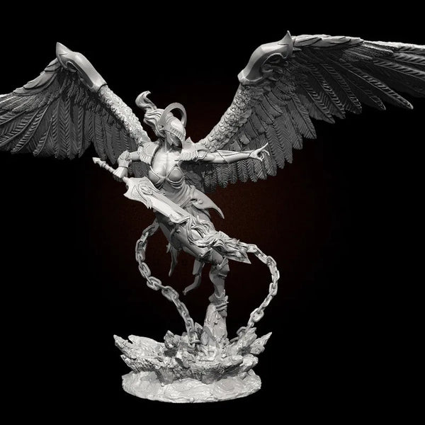 75mm Winged Witch with Staff, Resin Model Figure Kit, Fantasy Theme, Unassembled and Unpainted