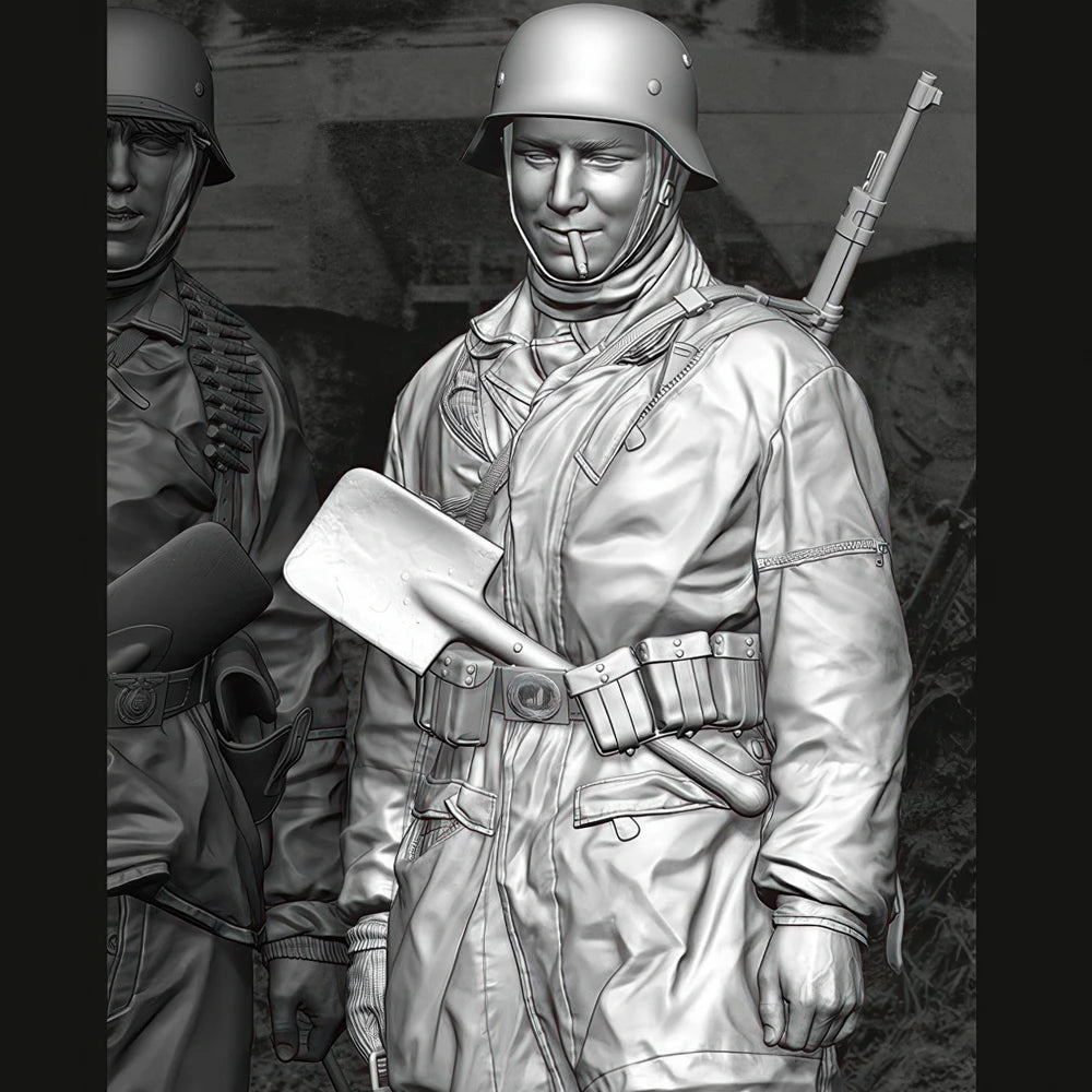 1/16 WWII German Paratroopers with Ammunition, 3 Figures, Resin Model Figure Kit, Unassembled and Unpainted