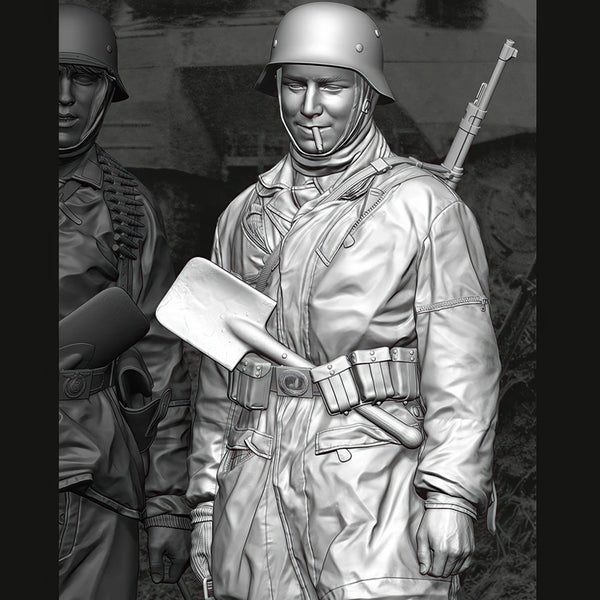 1/16 WWII German Paratroopers with Ammunition, 3 Figures, Resin Model Figure Kit, Unassembled and Unpainted