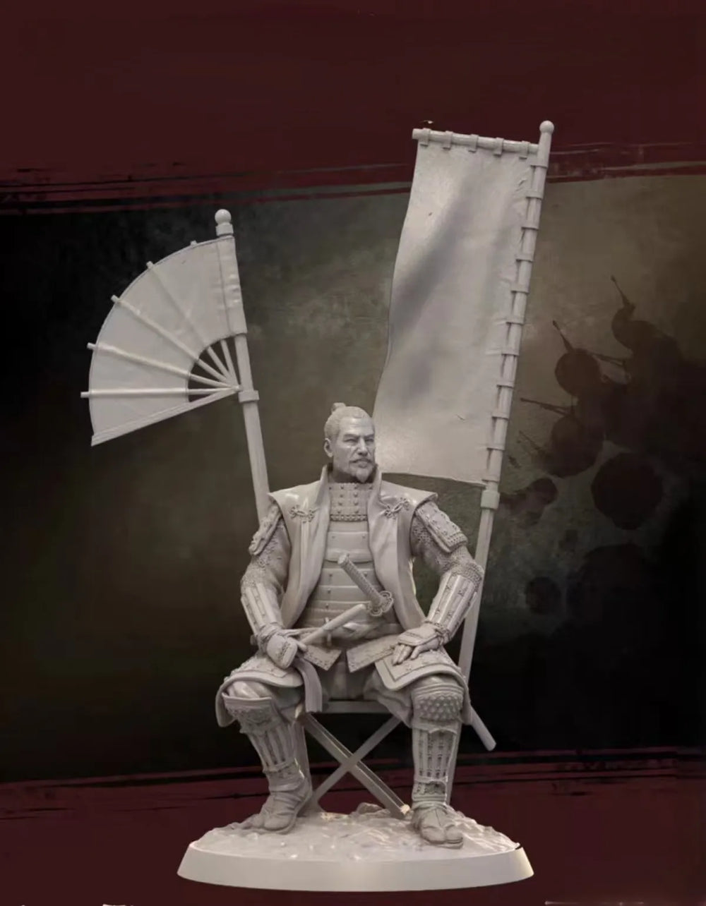 90mm Samurai Warlord, Resin Model Figure Kit, Military Theme, Unassembled and Unpainted