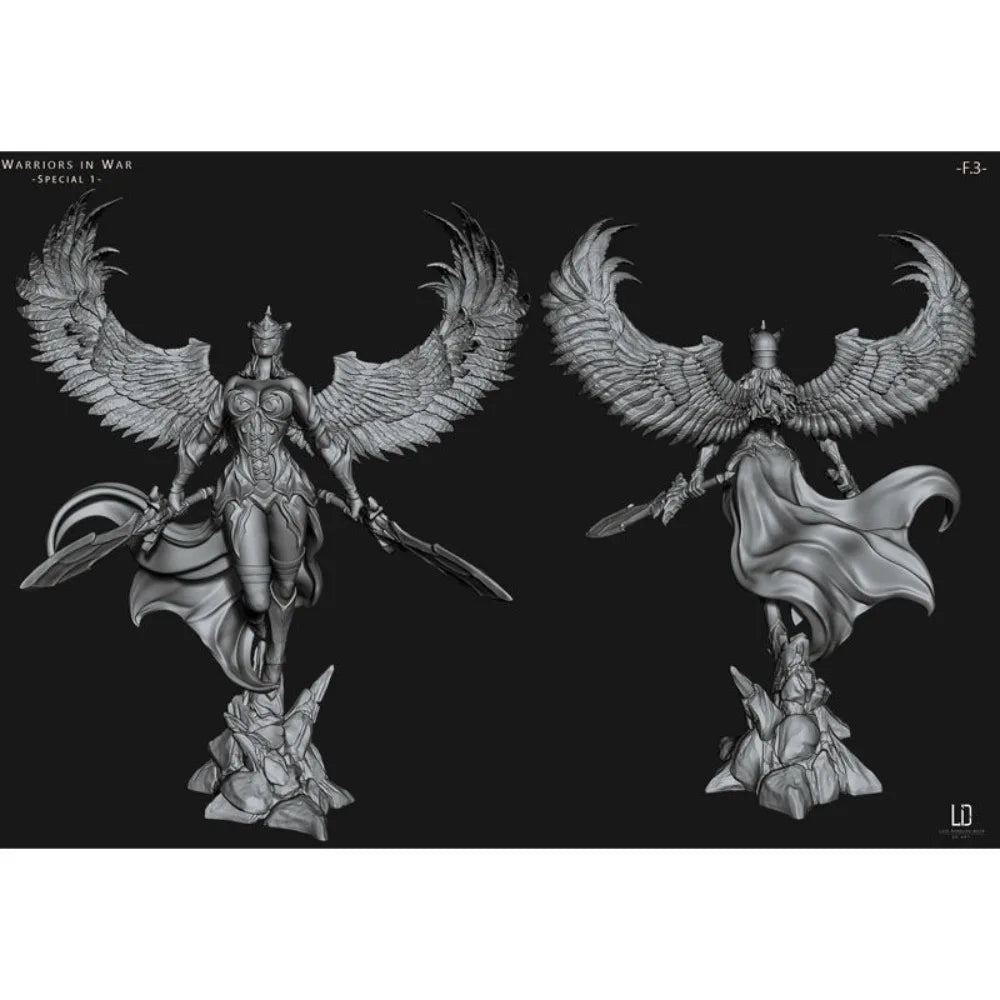100mm Winged Valkyrie Goddess, Resin Model Figure Kit, Fantasy Theme, Unassembled and Unpainted