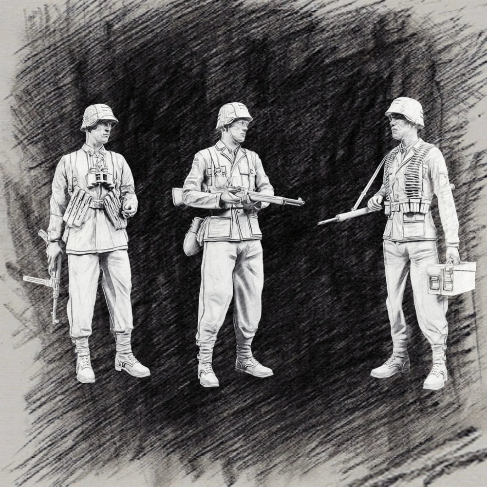 1/35 WWI Infantry with Rifles and Bayonets, 3 Figures, Resin Model Figure Kit, Unassembled and Unpainted