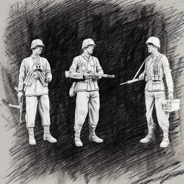 1/35 WWI Infantry with Rifles and Bayonets, 3 Figures, Resin Model Figure Kit, Unassembled and Unpainted