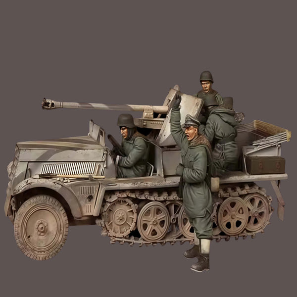 1/35 WWI German Infantry with Mounted Machine Gun Truck, 5 Figures, Resin Model Figure Kit, Unassembled and Unpainted