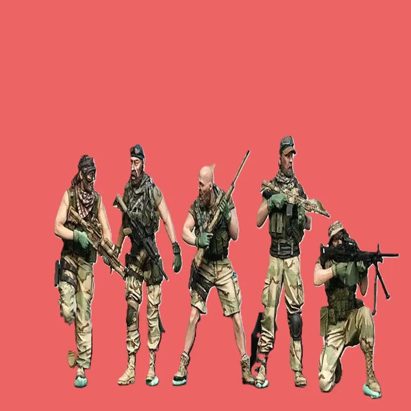 1/35 Modern Infantry Squad with Machine Gunner, 5 Figures, Resin Model Figure Kit, Unassembled and Unpainted