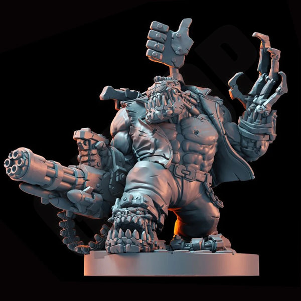 1/35 Armored Orc Heavy Gunner with Ammunition Belts, Resin Model Figure Kit, Fantasy Theme, Unassembled and Unpainted