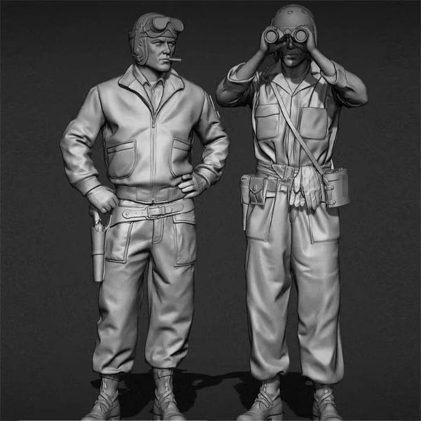 1/35 Modern Aviator & Civilian, 2 Figures, Resin Model Figure Kit, Unassembled and Unpainted